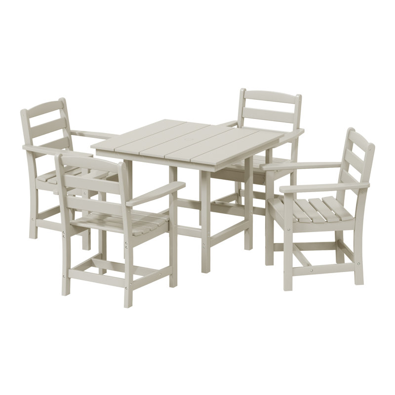 5-Piece Arm Chair Dining Set, Beige