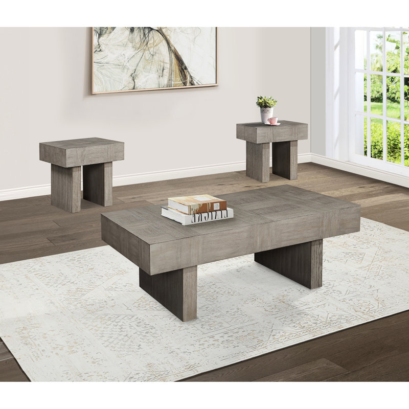 Table de bout Modern Brown Grey - Pièce rectangulaire en bois pour le salon