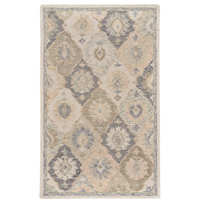 Gelman Floral Handmade Tufted Wool Brown/Gray/Blue Area Rug -  Alcott HillÂ®, CB6AF6AAF8BE49C4A0519380F67E8630