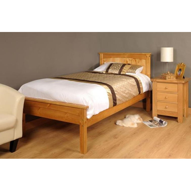 Roca Solid Wood Bed, Caramel, Single (3')