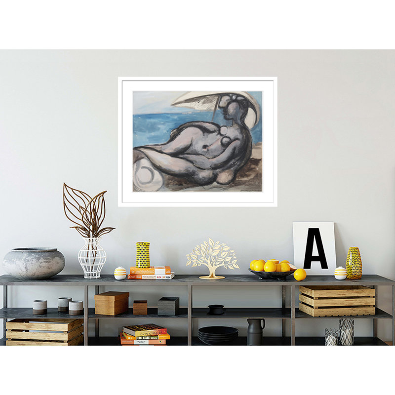 Femme au parasol couchée sur la plage par Pablo Picasso, H 33,5 po x l 41,13 po