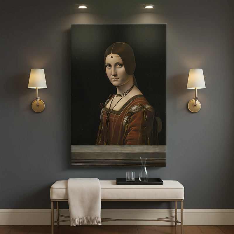 La Belle Ferronnière, toile tendue par Leonardo Da Vinci, 32 x 48