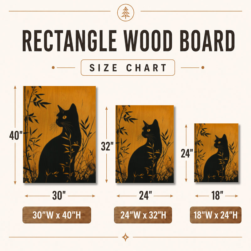 Chat noir à l'heure dorée - Portrait animalier Décoration murale en bois, H 32 po x l 24 po, Rectangulaire