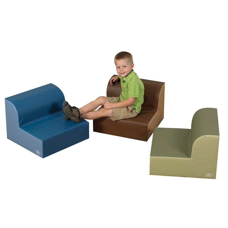 Canapé en mousse primaire pour enfants, Bleu / Brun / Vert
