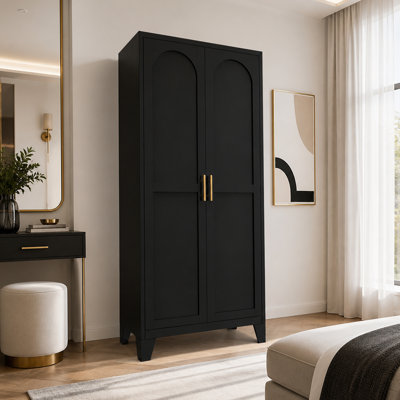 Armoire de rangement à 2 portes bien formées, armoire de rangement en métal avec portes et tablettes réglables, pour chambre à coucher, salon