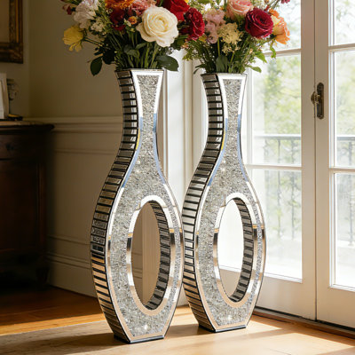 DeGrailly 2PCS 30" Crystal Glass Floor Vase