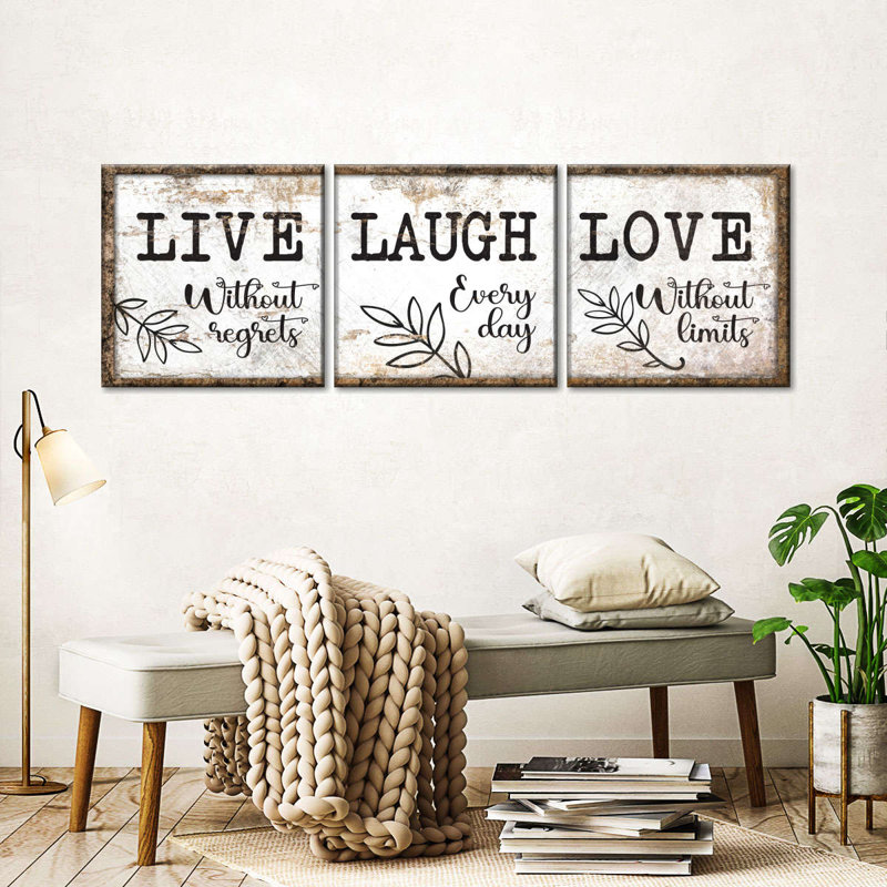Typographie de motivation Live Laugh Love, H 8 po x l 26 po x P 1,25 po