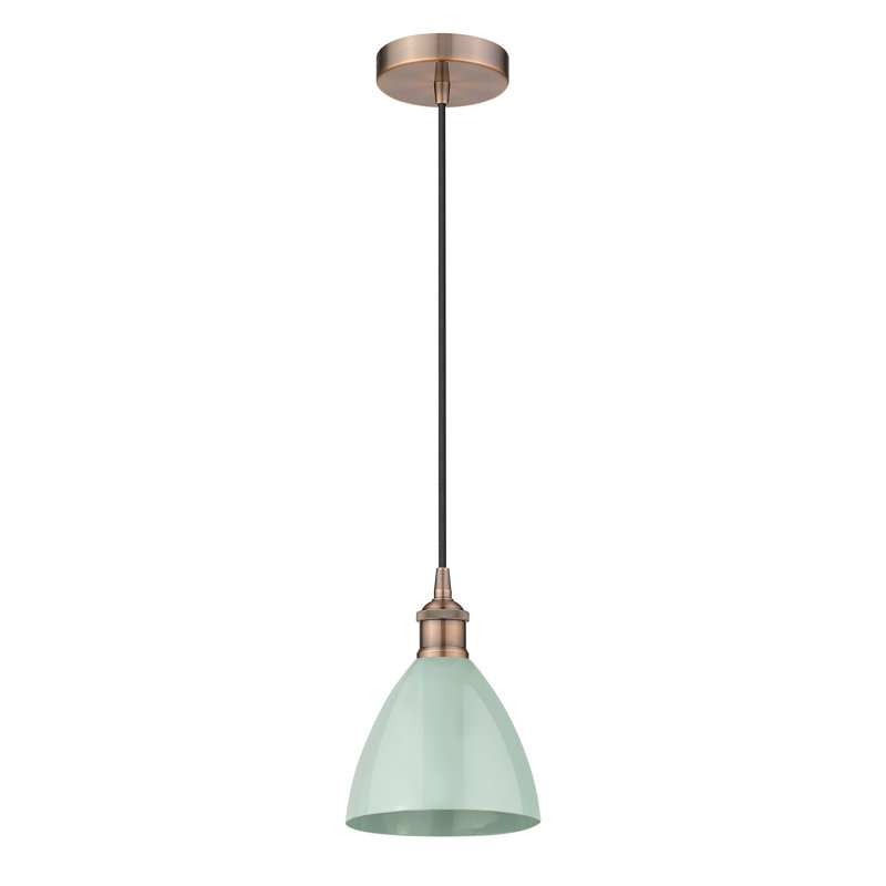 Luminaire suspendu simple à 1 lumière Schiavone, Écume de mer, Cuivre antique