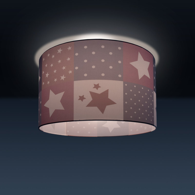 Cauley Fabric Flush Ceiling Light, 24.5cm H x 38cm W x 38cm D, Pink/Grey