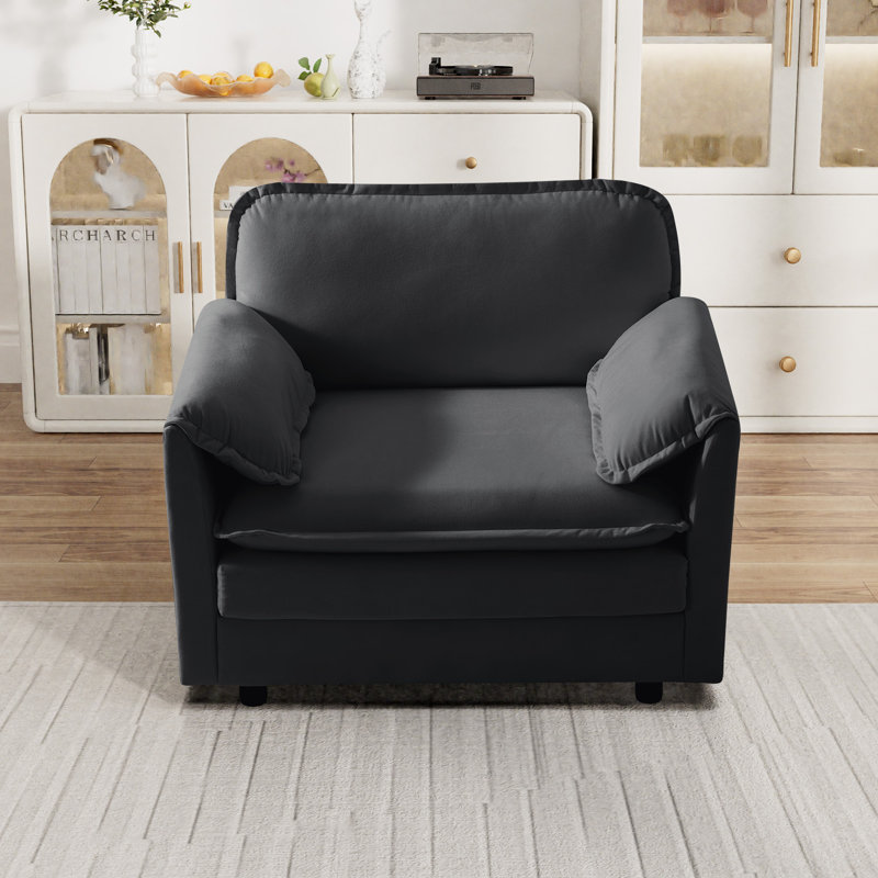 Kariba Upholstered Armchair Single Sofa, Black Chenille