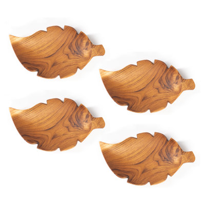 Leaf Teak Wood Plate (Set Of 4)