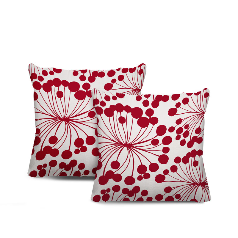 Housse et insert de coussin décoratif intérieur / extérieur en mélange de polyester, L 17 po x H 17 po, Rouge