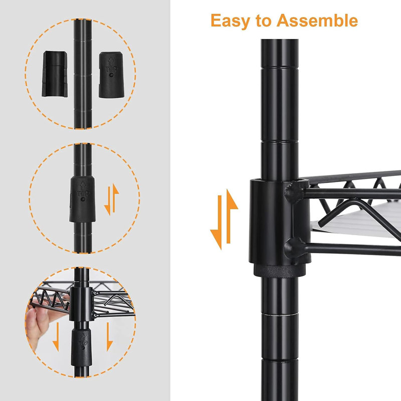 3-tier Wire Shelving - Black