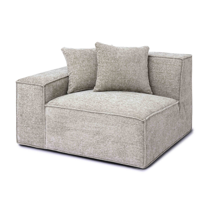 Cherylee Taupe Chenille Basketweave LAF Corner Chair