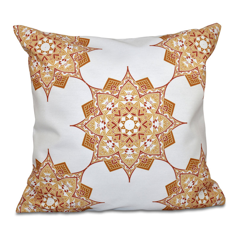 Happy Hippy Geometric Reversible Throw Pillow, 16" H x 16" W, Gold