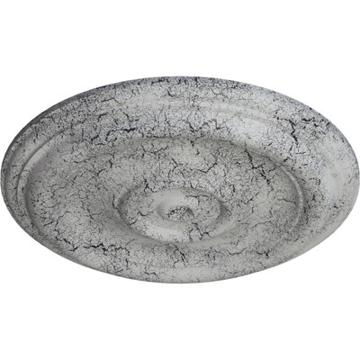 Endurathane Traditional Ceiling Medallion, 12"OD x 1"P (Fits Canopies up to 2 3/4"), Hand-Painted Ultra Pure White Crackle Finish