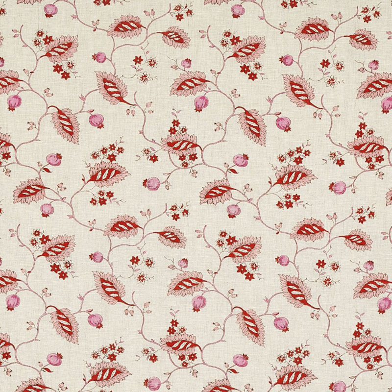 Maryam Vine Fabric, Pink/Red