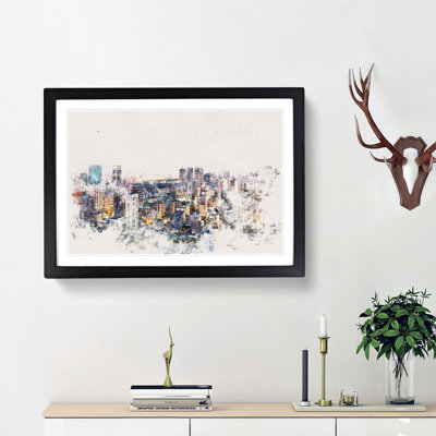 Bangkok Skyline in Thailand Watercolour - Picture Frame Graphic Art Print