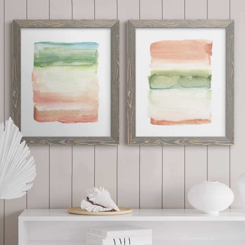 Skye I - Ensemble de 2 peintures sur toiles encadrées, H 24 po x l 36 po x P 1,5 po, Encadré gris