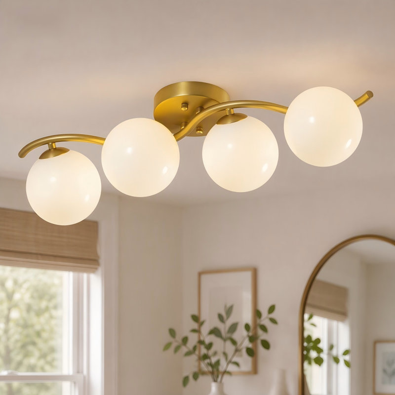 Plafonnier encastré à 4 lumières avec boule de verre et variateur Aurevane