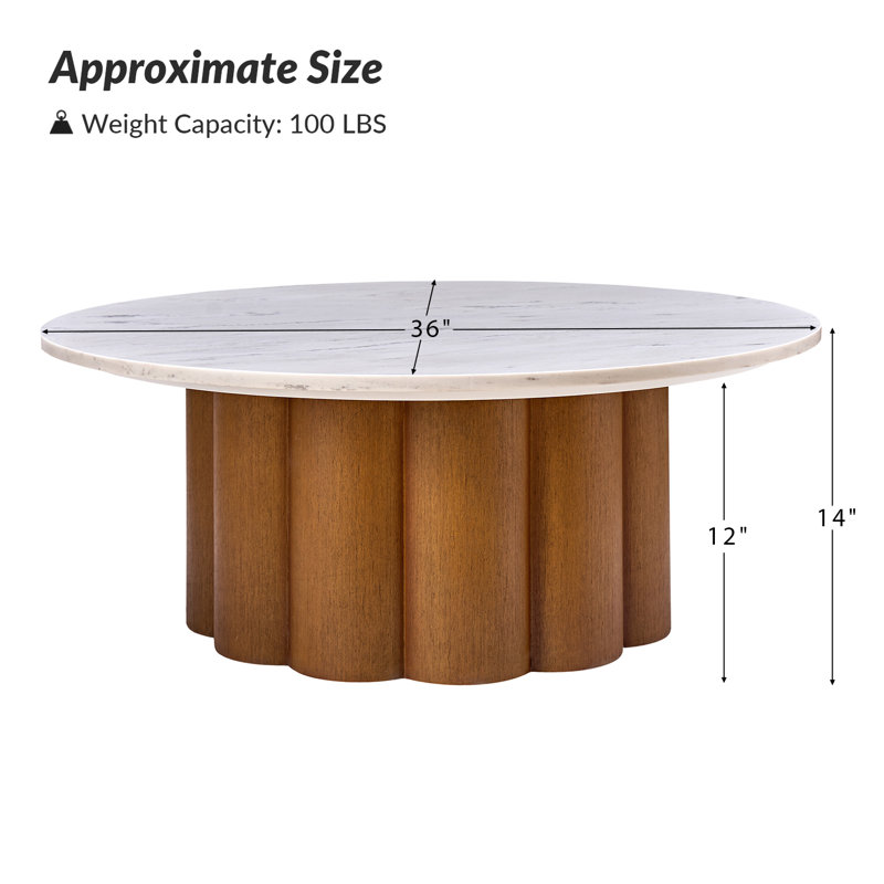 Table basse en marbre naturel moderne de 36 po Randy