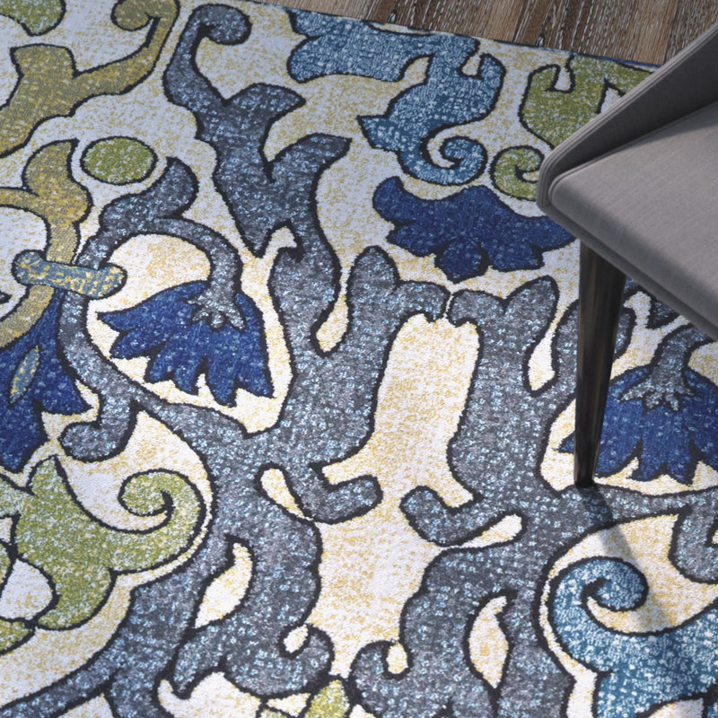 Tapis vert à motif oriental Psezown St John, Rectangle 10 pi x 13 pi 2 po