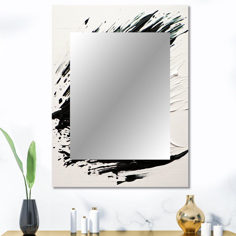 Essential Being Black And White Abstract - Abstract Painting Wall Mirror, Modern Decorative Mirror, Printed Metal Art