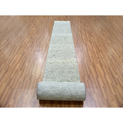 2'5x28'4" Secret Gray Wool Modern XL Runner Hand-Knotted Grass Design Rug CD897B7A38E044BBA4A0F61EB4A5560F