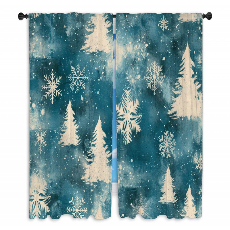 Rideaux de fenêtre d'hiver fantaisistes drapeaux des fêtes - 2 panneaux, L 20 po x L 84 po