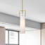 Mini-luminaire suspendu doré 1 lumière avec abat-jour cylindrique blanc en verre-116416144-119689926
