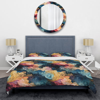 Ensemble de housse de couette bleu et mauve Cosmic Voyage