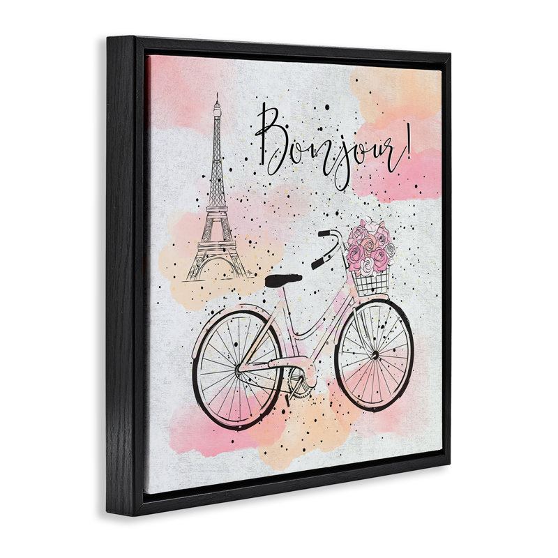 «Bonjour Paris» par Martina Pavlova, Cadre flottant noir de jais, H 25 po x l 25 po