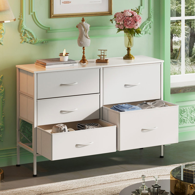 Commode 5 tiroirs Chaseburg, Blanc