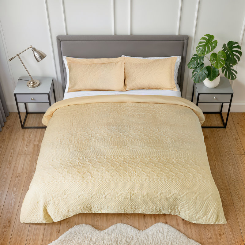Aran - Elegant Quilted Duvet Set Polyester Geometric Duvet Cover Set with Pillowcases, Single Duvet Cover Set + 1 Pillowcase