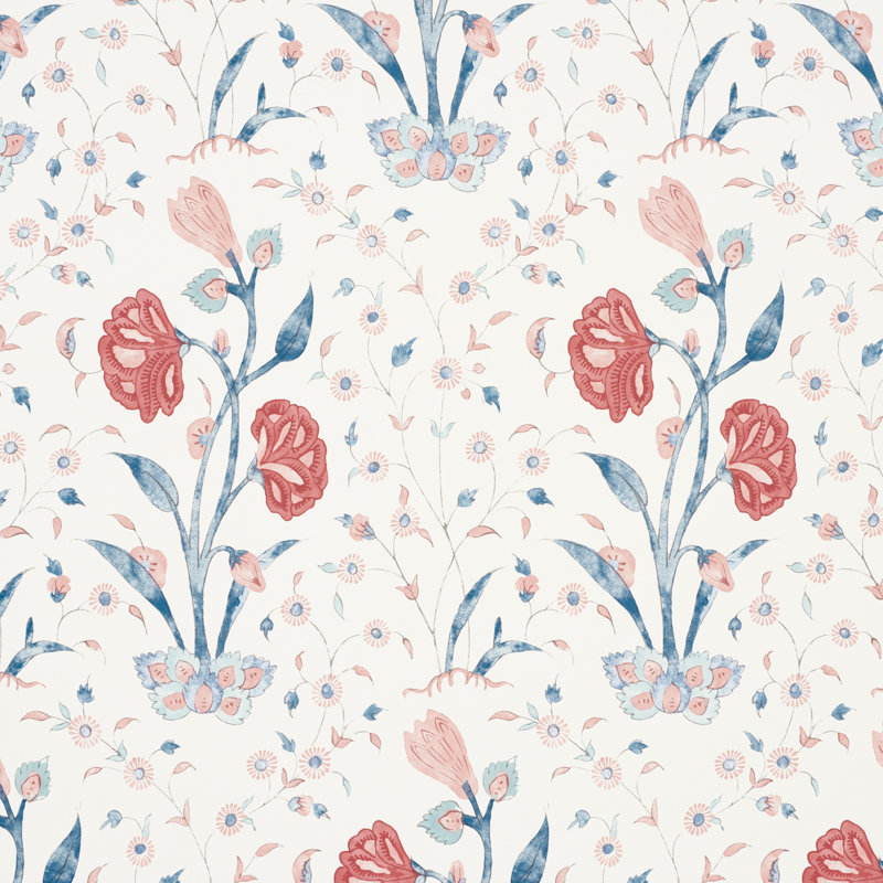 Khilana Floral Wallpaper, Delft & Rose