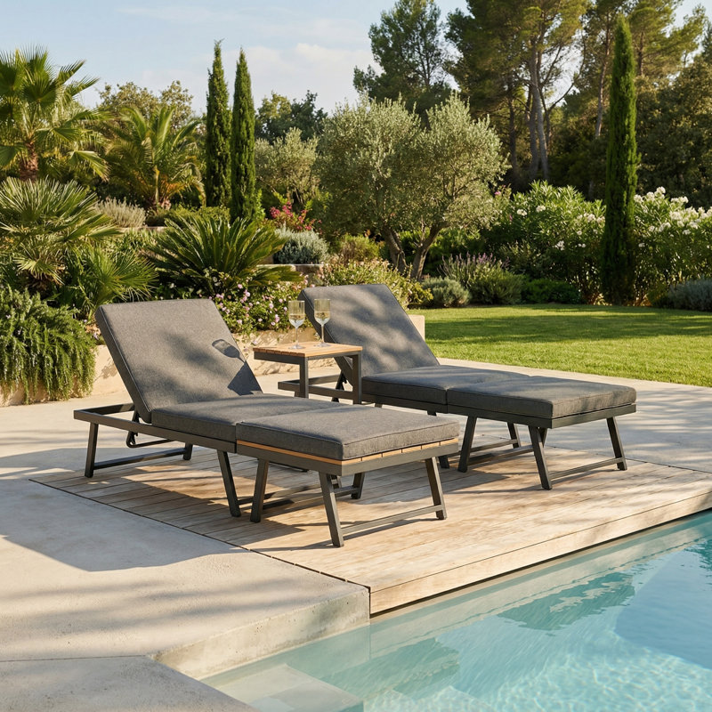 Monaco - Convertible into 2 Sun Loungers - Modular Corner Garden Sofa Set, Black, Brown/Black