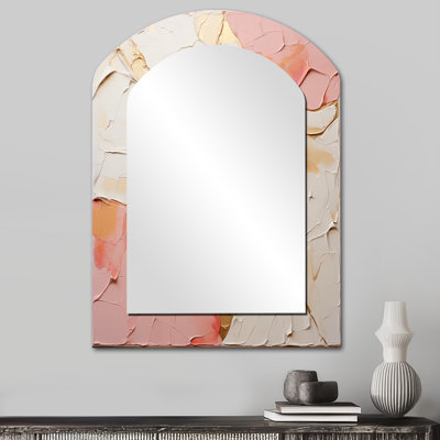 Pink White Minimalism Poteries - Modern Arch Wall Mirror