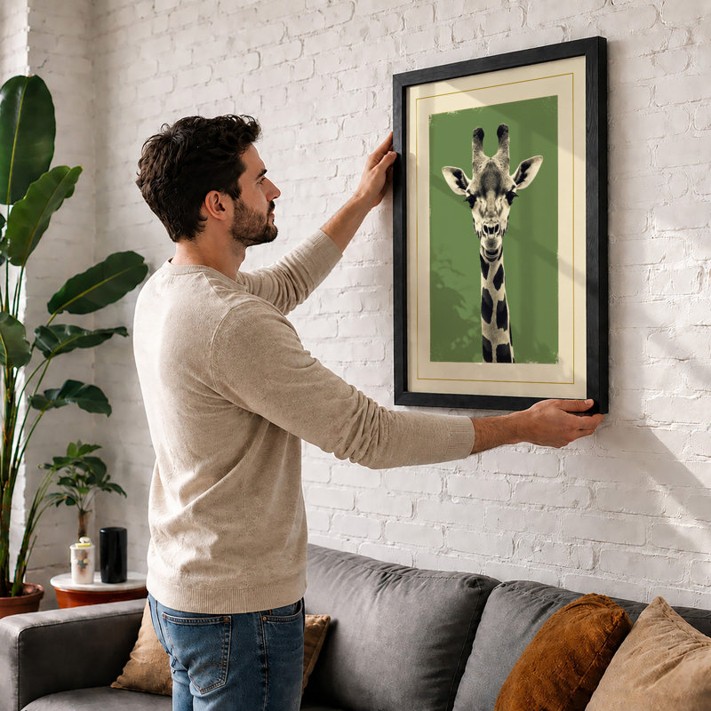 Giraffe Facing Forward Modern - Framed Print, Unframed, A4 - 29.7 x 21.0 cm