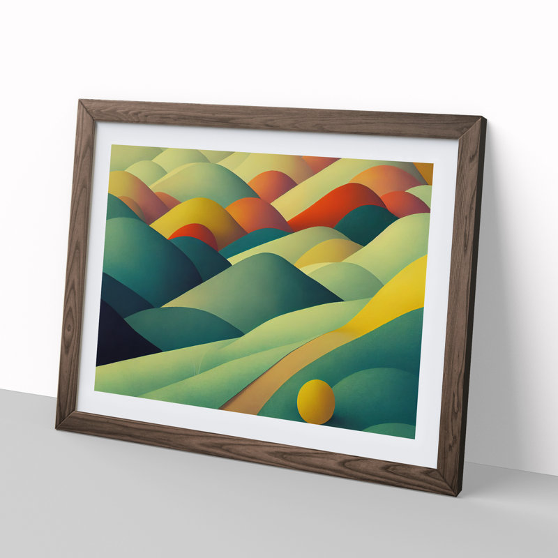 Beaming Spring Meadow Landscape 1 Piece Single Picture Frame Wall Art, 34cm H x 46cm W x 2cm D, Walnut