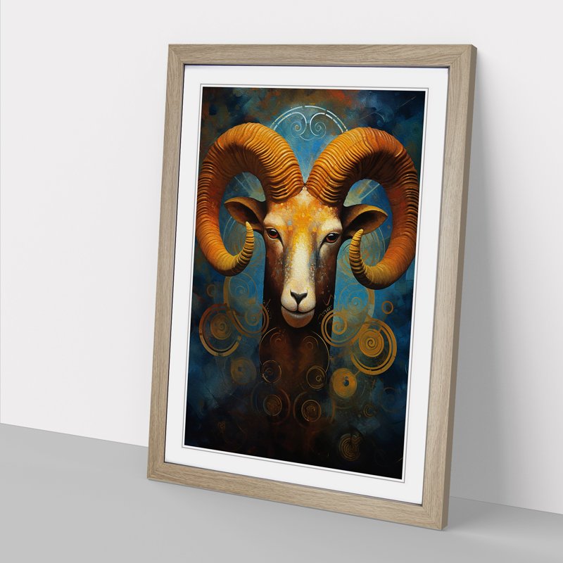 Aries Zodiac Modern No.2 - Framed Print, Oak Framed, 34cm H x 25cm W x 2cm D