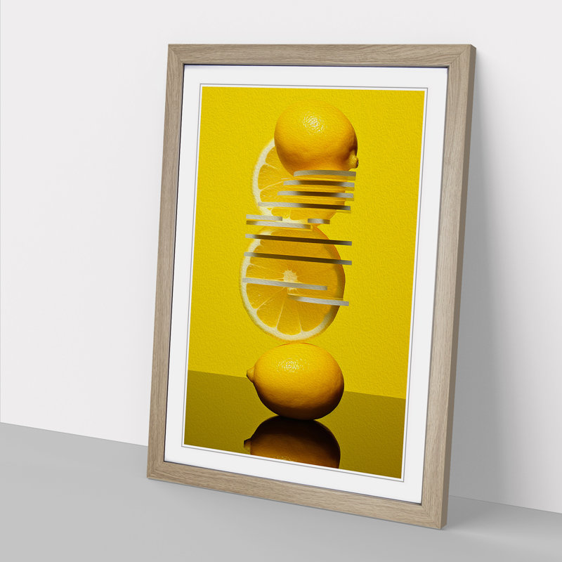 Sliced Lemon Constructivism 1 Piece Single Picture Frame Wall Art, 34cm H x 25cm W x 2cm D, Oak