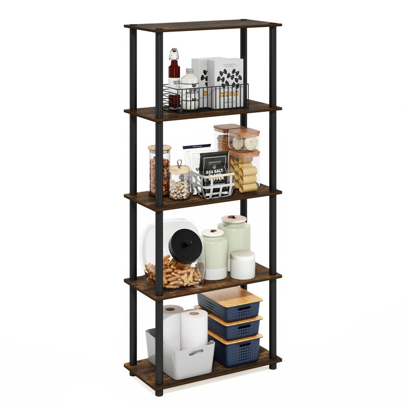 Heslin 23.58'' W Manufactured Wood Shelving Unit, Amber Pine/Black