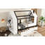 House - Lit plateforme simple avec tiroirs et tablettes, bois massif, blanc, taille de chambre bien organisée et mobilier confortable