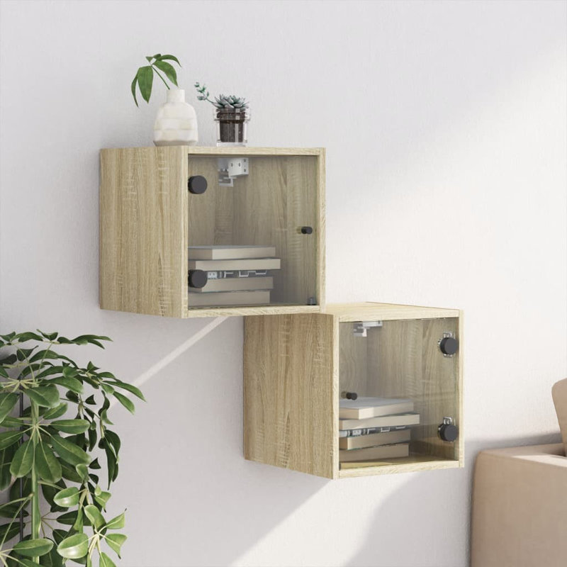 Masir 35cm W Manufactured Wood Bedside Table, Sonoma Oak, Set of 2