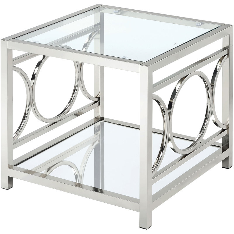 2 - Piece Glass Top Living Room Table Set, Chrome