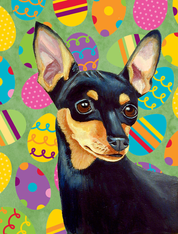 Drapeau de jardin Atara, Pinscher nain (noir et beige)