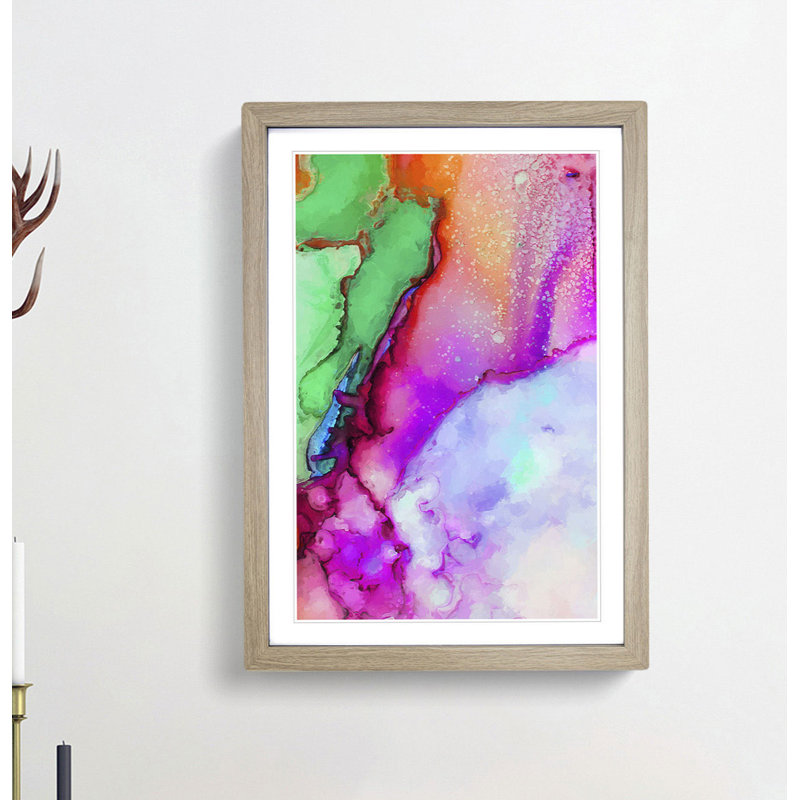 Ink Bliss in Abstract - Framed Print, 76cm H x 50cm W x 2cm D, Oak