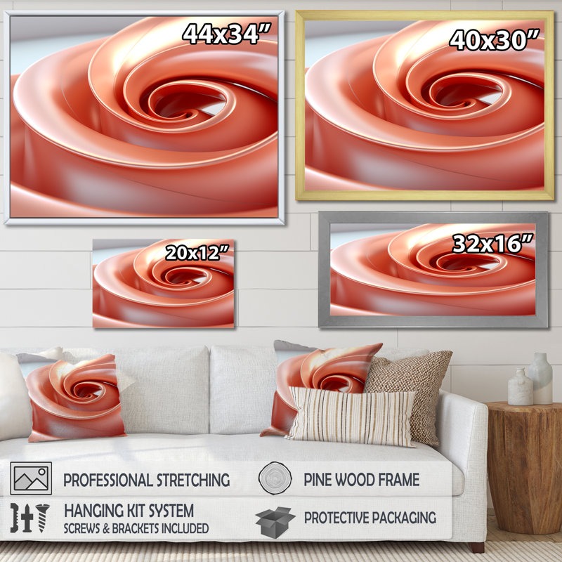 Abstrait tourbillon apaisant orange - art mural géométrique, Toile tendue, H 30 po x l 40 po x P 1,5 po