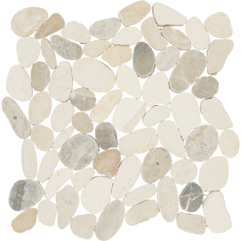 Daltile Pebble Oasis Natural Stone Flat Pebble Mosaic 12" x 12" (11 PC per Carton) (10.78 SQFT per Carton), Seashell