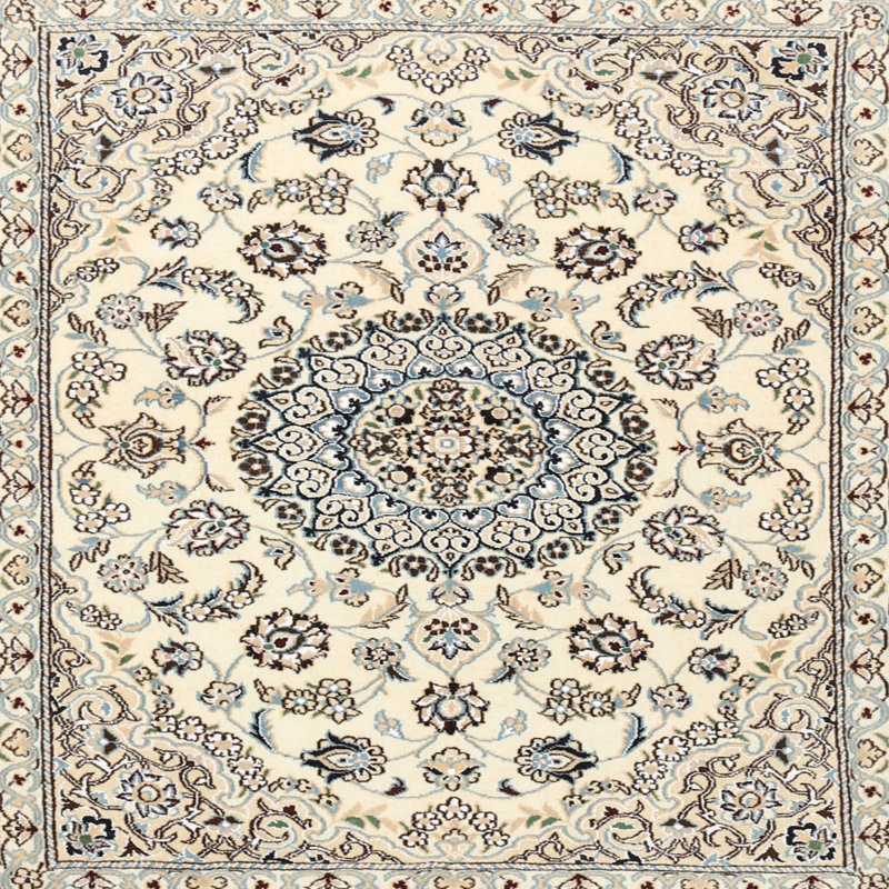 Tapis traditionnel beige / bleu Guero, Rond 7 pi
